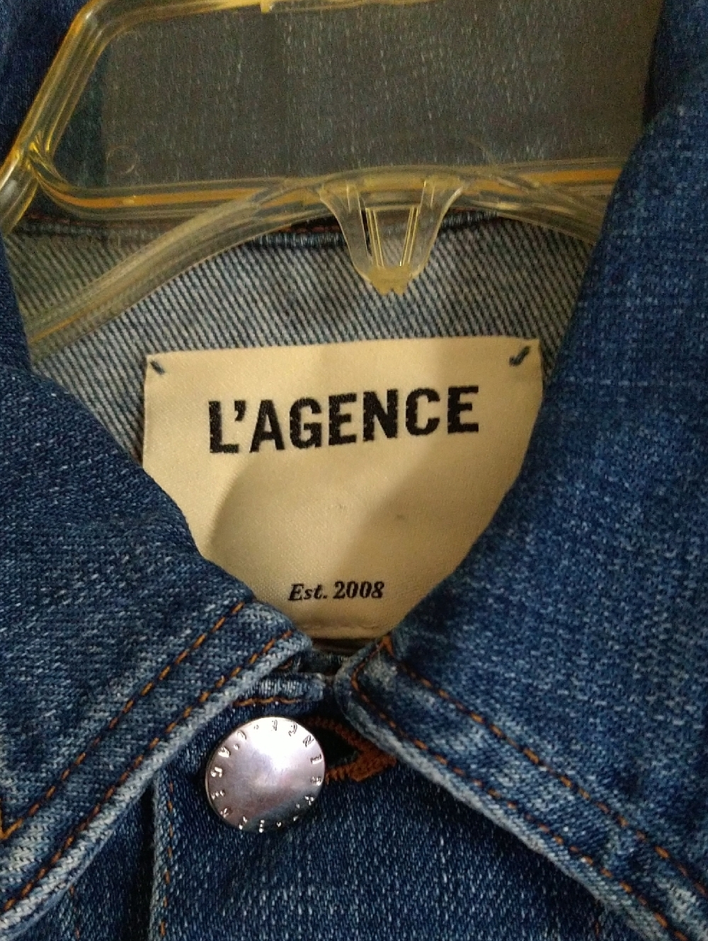 L'AGENCE Blue Denim Jacket Size Large - Picture 2 of 5